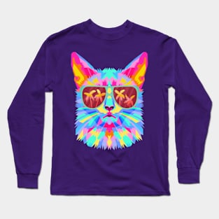 tie-dye cat summer vibes Long Sleeve T-Shirt